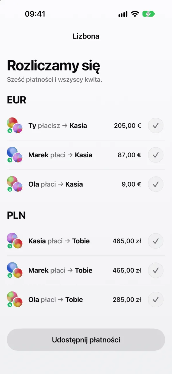Rozliczenie wyjazdu do Lizbony: osobny plan w euro i osobny w złotówkach